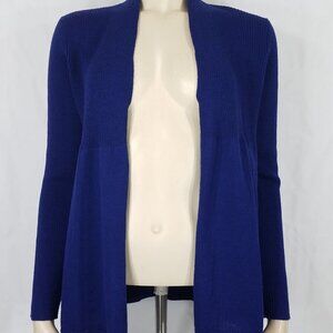 Eileen Fisher indigo blue 100% Wool open front cardigan ladies Petite Medium